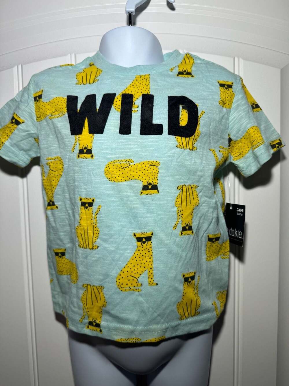 Blue Dokie Wild Cheetah T-Shirt Size 24M Baby Turquoise